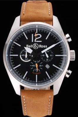 Bell and Ross BR126 Flyback Black Dial Silver Case Brown Suede Leather Strap Replica Bell And Ross