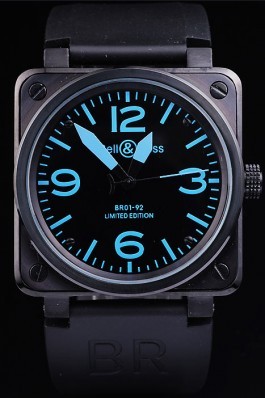 Black Rubber Band Top Quality Carbon-Blue Steel Luxury Watch 4188 Bell Ross Replica For Sale