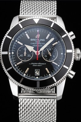 Breitling Superocean Heritage Chronographe 44 Black Dial And Bezel Stainless Steel Case And Bracelet Breitling Watches