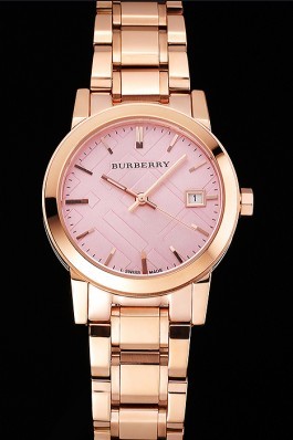 Replica Burberry The City Pink Dial Rose Gold Case And Bracelet