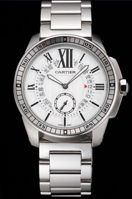 Cartier Calibre De Cartier Small Seconds White Dial Stainless Steel Case And Bracelet Cartier Replica