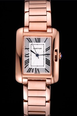 Cartier Tank Anglaise 30mm White Dial Rose Gold Case And Bracelet Cartier Replica