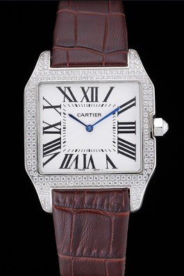 Cartier Santos 100 Diamond Silver Bezel 621926 Cartier Replica