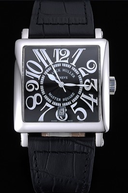 Franck Muller Master Square Black Dial Silver Case Black Leather Band 622353 Franck Muller Replica Watch