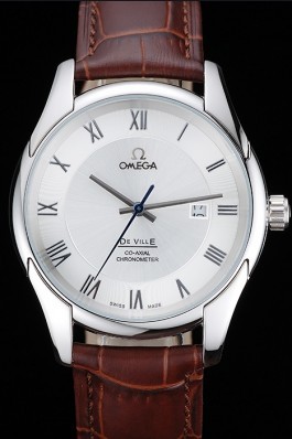 Omega DeVille Silver Dial Stainless Steel Case Brown Leather Strap 622830 Omega Replica Watch