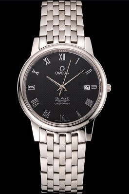 Omega DeVille Stainless Steel Bracelet Black Dial 621685 Omega Replica Watch