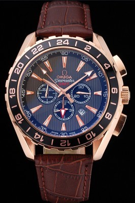 Omega Seamaster Aqua Terra Chrono GMT Teak-Grey Dial Brown Leather Bracelet 622536 Omega Replica Seamaster