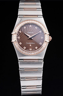 Omega Swiss Constellation Jewelry Diamond Case Radial Emblem Brown Dial 98117 Best Omega Replica