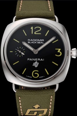 Panerai Radiomir Black Seal Logo Acciaio Black Dial Green Bracelet 1454017 Panerai Replica Watch