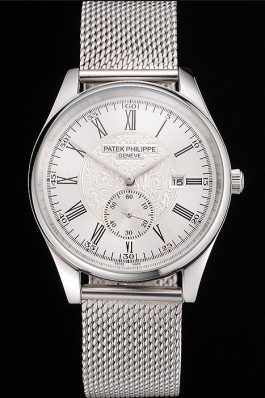 Patek Philippe Calatrava Small Seconds Silver Engraved Dial Stainless Steel Case And Bracelet Aaa Grade Patek Philippe Replica