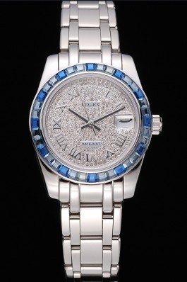 Rolex Datejust Diamond Dial Blue Jewels Bezel Stainless Steel Case And Bracelet 622834 Replica Rolex Datejust