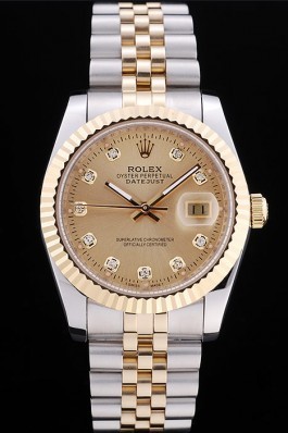 Rolex Datejust Gold Dial Diamonds Ribbed Bezel 7452 Replica Rolex Datejust