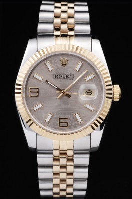 Rolex DateJust Two Tone Stainless Steel 18k Gold Plated Silver Dial 98085 Replica Rolex Datejust