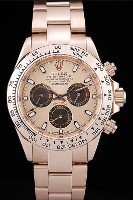 Rolex Daytona Rose Gold Plated Stainless Steel Bezel Rose Gold Dial Rolex Daytona Replica