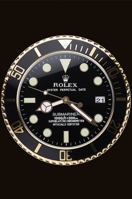 Rolex Submariner Wall Clock Black-Gold 622476 Rolex Submariner Replica