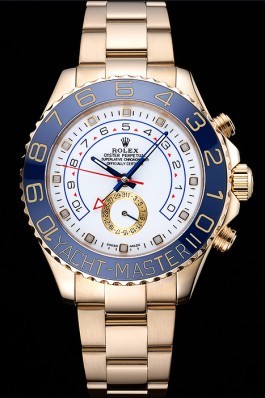 Rolex Yachtmaster II White Dial Blue Bezel Gold Bracelet 622271 Rolex Replica Cheap
