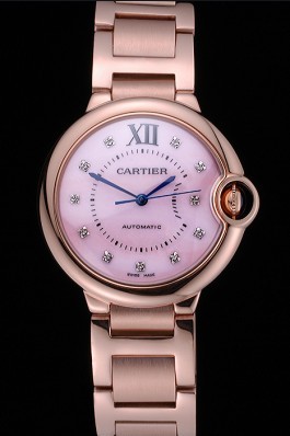 Swiss Cartier Ballon Bleu de Cartier Pink Diamond Dial Gold Bracelet 622556 Cartier Replica