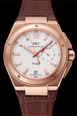 Swiss IWC Big Ingenieur 7-Day Power Reserve White Dial Rose Gold Case Brown Leather Bracelet 1453922 Iwc Replica