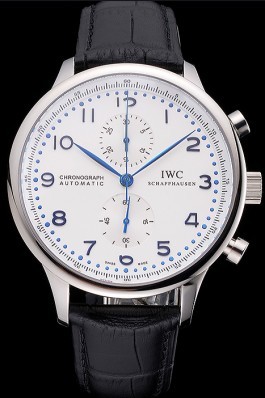 Swiss IWC Portugieser Power Reserve White Dial Stainless Steel Case Black Leather Strap Iwc Replica