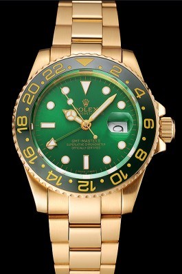 Swiss Rolex GMT Master II Green Dial And Bezel Gold Case And Bracelet 1453750 Rolex Replica Gmt