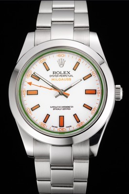 Swiss Rolex Milgauss White Dial Orange Markings Stainless Steel Case And Bracelet Luxury Watch Replica