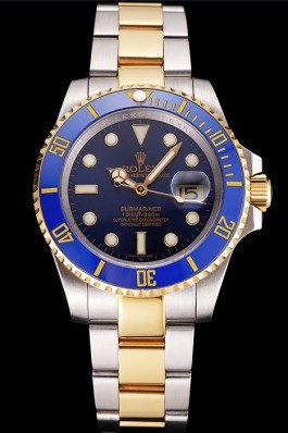 Swiss Rolex Submariner Blue Dial And Bezel Two Tone Steel Gold Bracelet Rolex Submariner Replica