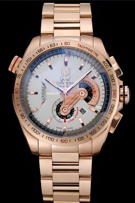 Tag Heuer Carrera Rose Gold Case White Dial Tag Heuer Replica