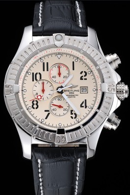 Black Leather Band Top Quality Breitling Stainless Steel Black Luxury Watch 4044 Breitling Replicas