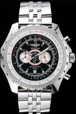 Breitling Bentley Chronograph Black Dial Stainless Steel Strap 98192 Fake Breitling Bentley