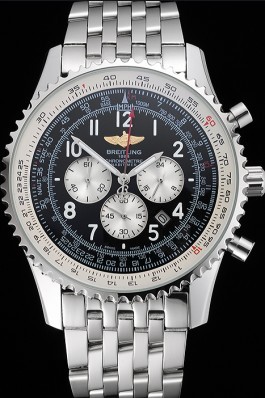 Breitling Navitimer Black Dial White Subdials Stainless Steel Case And Bracelet Replica Designer Watches