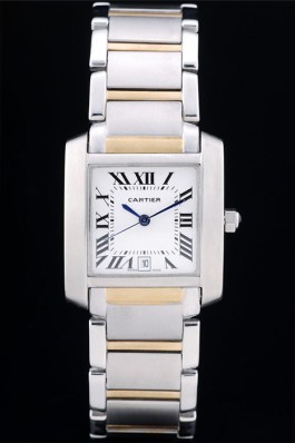 Cartier Tank Francaise 29mm White Dial Stainless Steel Case Two Tone Bracelet Cartier Replica