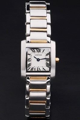 Cartier Tank Francaise 22mm White Dial Stainless Steel Case Two Tone Bracelet Cartier Replica