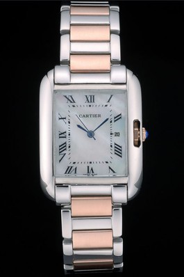 Cartier Tank Anglaise 30mm White Dial Stainless Steel Case Two Tone Bracelet Cartier Replica