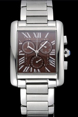Cartier Tank MC Brown Dial Stainless Steel Case And Bracelet 622699 Cartier Replica