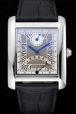 Cartier Tank White Dial Stainless Steel Case Black Leather Strap 622761 Cartier Replica