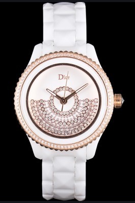 Dior VIII Grand Bal Rose Gold Bezel White Bracelet cd07 621360 Replica Christian Dior