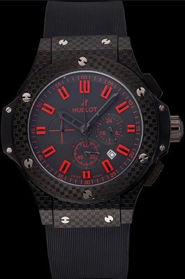 Hublot Big Bang Carbon Dial With Red Markings Carbon Case And Bezel Black Rubber Strap 622775 Replica Watch Hublot