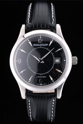 Jaeger Le Coultre Swiss Master Control Stainless Steel Bezel Black Leather Strap 7593 Le Coultre Watch