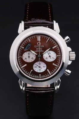 Brown Leather Band Top Quality Patent Snake Leather Men's Omega Deville Luxury Watch 4668 Omega Replica Watch