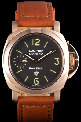 Brown Leather Band Top Quality Brown Men's Panerai Luminor Marina Luxury Watch 4768 Panerai Luminor Replica