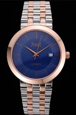 Replica Piaget Traditional Blue Dial Gold Case Two Tones Stainless Steel Strap