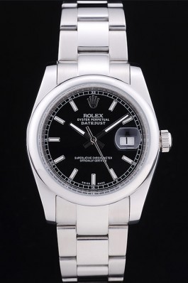 Rolex Datejust Polished Silver Bezel Black Dial 7467 Replica Rolex Datejust