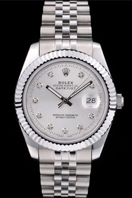 Rolex DateJust Stainless Steel Ribbed Bezel Silver Dial 41977 Replica Rolex Datejust