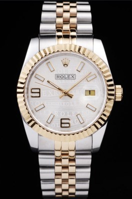 Rolex DateJust Two Tone Stainless Steel 18k Gold Plated Silver Dial 98084 Replica Rolex Datejust