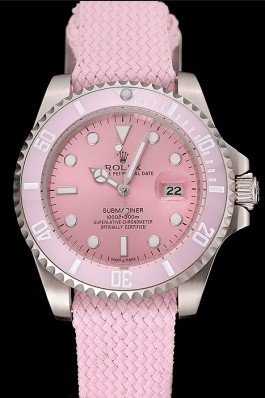 Rolex Submariner Pink Dial Pink Bezel Pink Fabric Bracelet 1453866 Rolex Submariner Replica