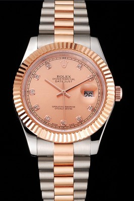 Swiss Rolex Datejust Rose Gold Dial And Bezel Stainless Steel Case Two Tone Bracelet Replica Rolex Datejust