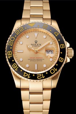 Swiss Rolex GMT Master II Gold Dial Black Bezel Gold Case And Bracelet 1453749 Rolex Replica Gmt