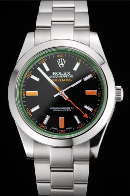 Swiss Rolex Milgauss Black Dial Orange Markings Stainless Steel Case And Bracelet Luxury Watch Replica