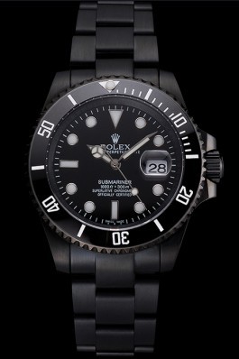 Swiss Rolex Submariner Date Black Dial And Bezel Black PVD Case And Bracelet Rolex Submariner Replica